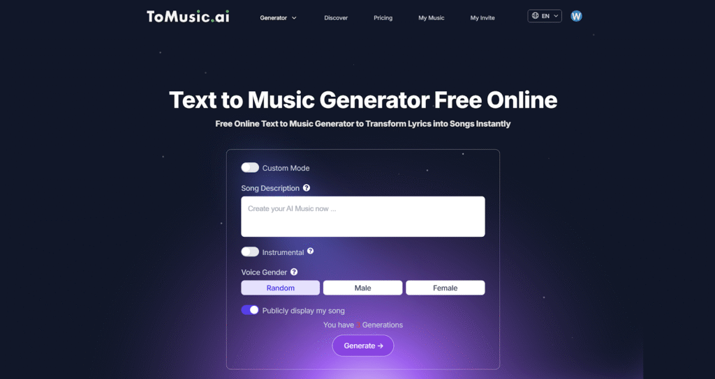 Transform Your Musical Ideas Into Reality with Tomusic's Revolutionary AI Technology